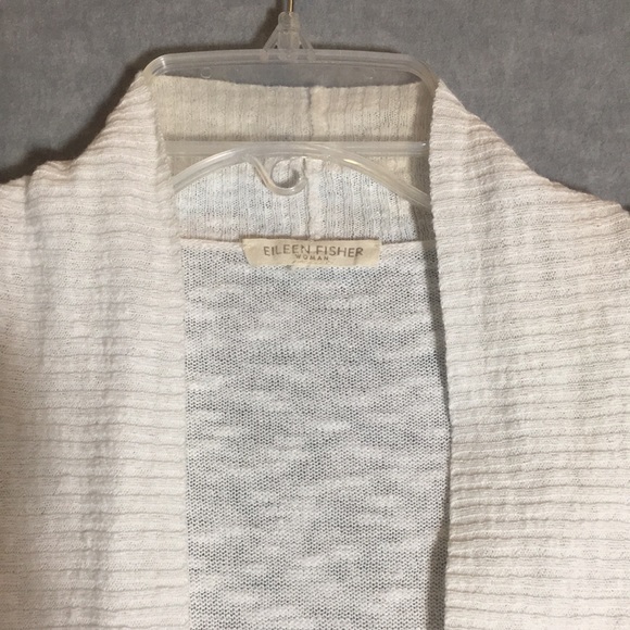 EILEEN FISHER Linen Cotton Knit Blend Open Front Long Line Springtime Cardigan - Picture 3 of 16